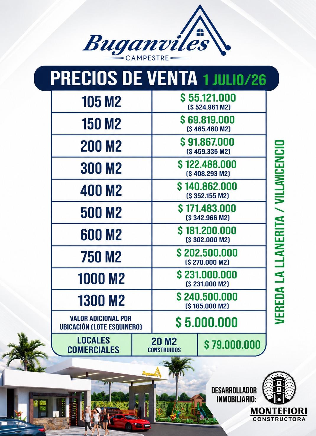 Ficha técnica y precios de Buganviles Campestre