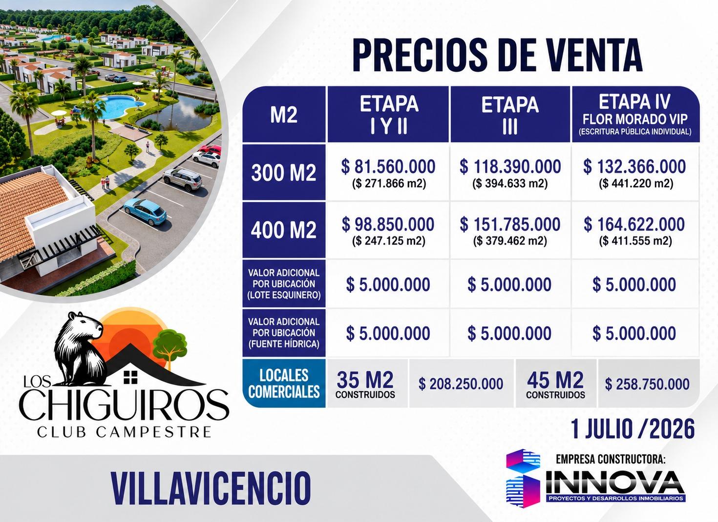 Ficha técnica y precios de Los Chigüiros Club Campestre