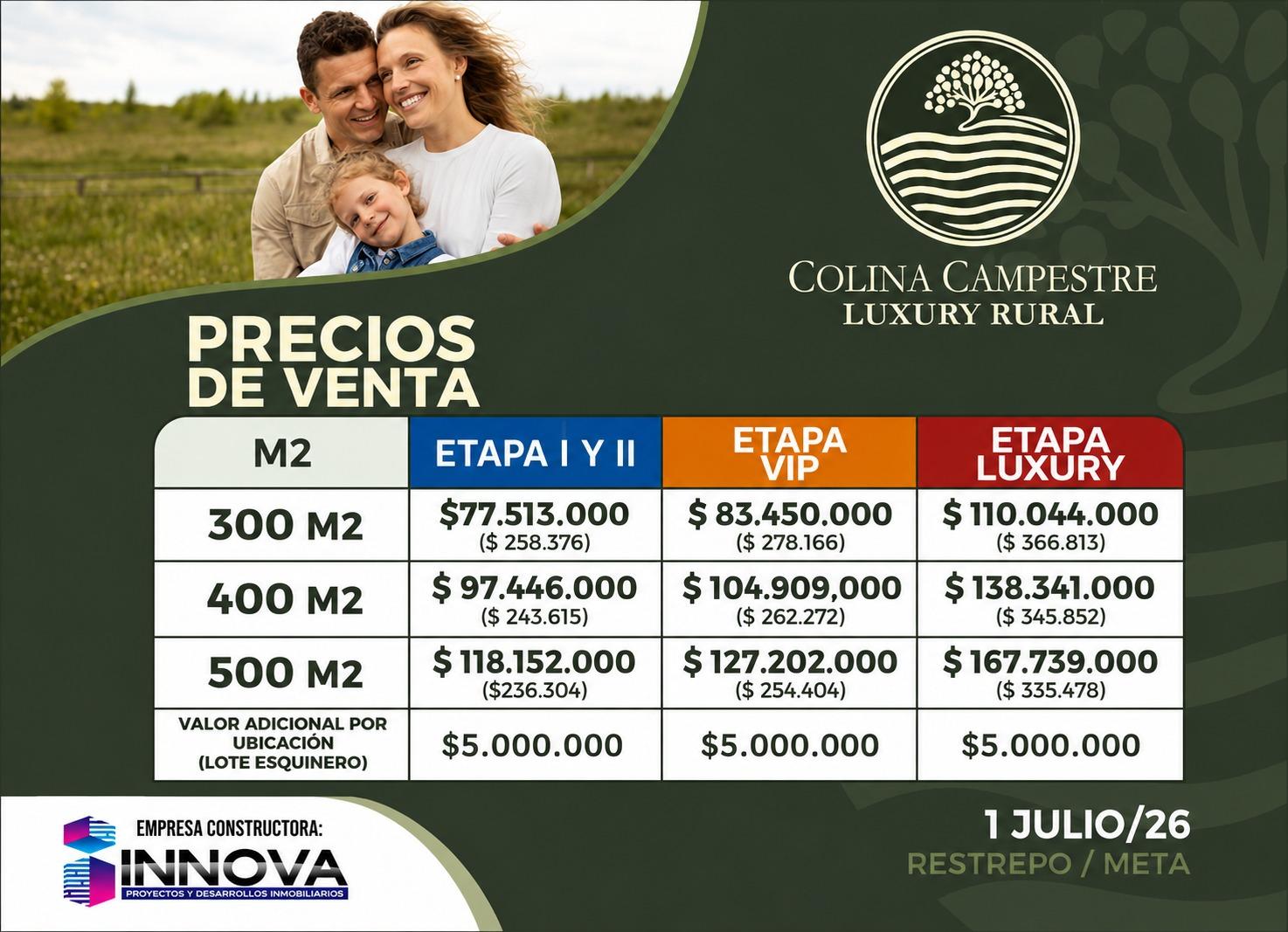 Ficha técnica y precios de Colina Campestre – Luxury Rural